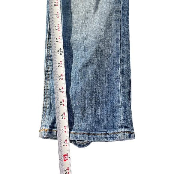 Vtg Y2K Request Distressed Rhinestone Embellish Light Wash Blue Jean 26 Dopamine - Picture 8 of 9